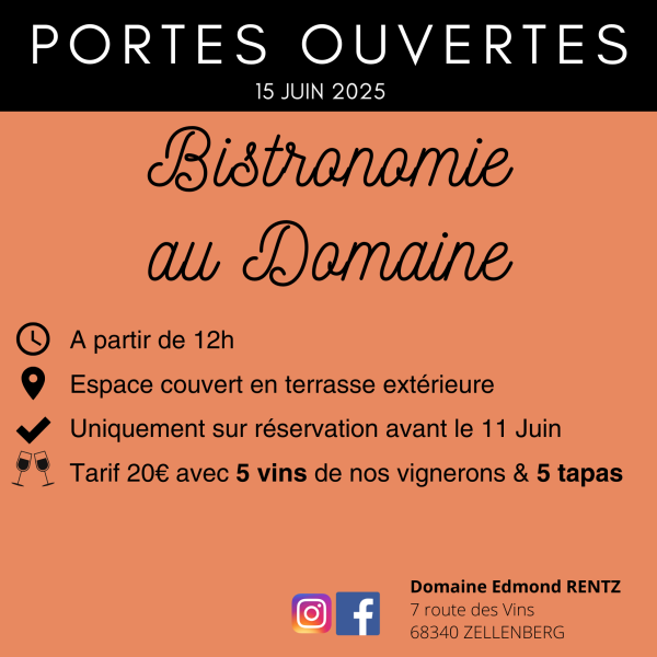 DIMANCHE 15 JUIN 2025 à 12h  – Bistronomie au Domaine